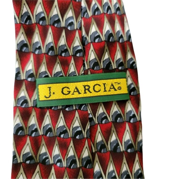 J Garcia Shaman Collection Seventeen Tie Red Triangle Mens Necktie Menswear - Picture 2 of 4